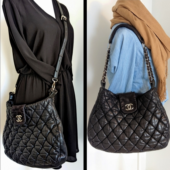 CHANEL Handbags - 🎉CHANEL Quilted Bubble Lambskin Hobo Shoulder/Crossbody Bag